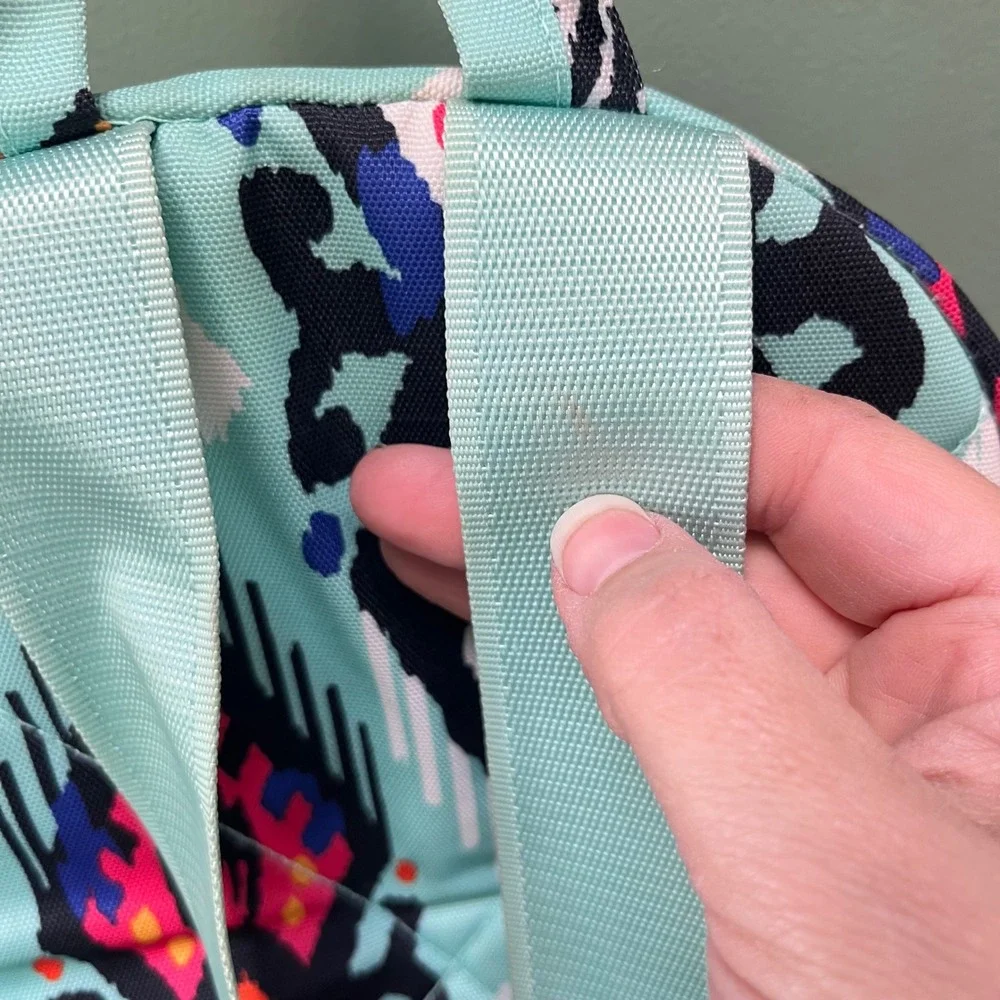Vera Bradley Small Backpack Mint Multi Ikat Tribal Print Canvas‎ Travel Bag